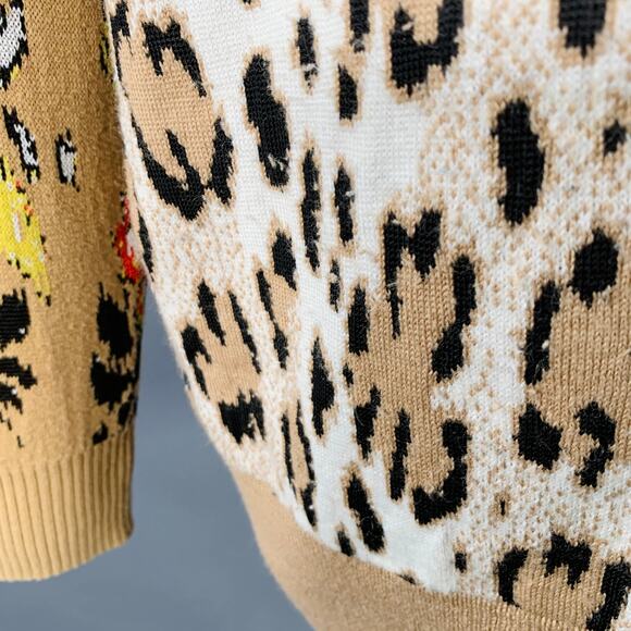 M Khaki Black White Viscose Blend Distressed Oversized Mixed Patterns Cardigan - Picture 10 of 16